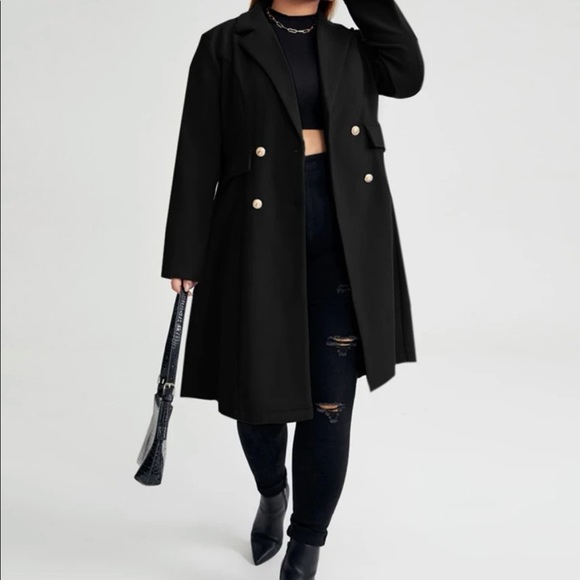 Classic Black Button up Long Jacket Coat - Picture 13 of 16